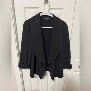 INC International Concepts Black Women's Blazer with White Stitching